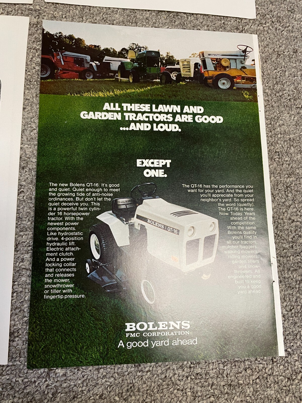Bolens Print Ads Lot of 8 – 1960s 70s – 10 x 7 – Riding Lawn Mowers – Palmer