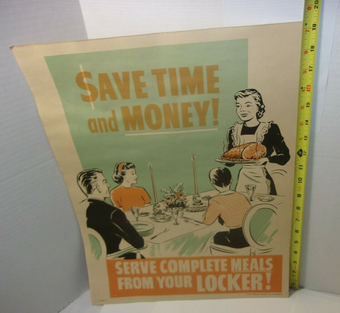 Meat Locker Butcher Shop Advertising Farm Cattle Beef 1950&rsquo;s Vintage Sign Poster
