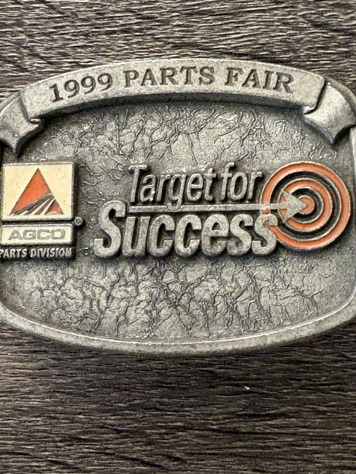 VINTAGE Agco 1999 Parts Fair Pewter & Enamel Belt Buckle 3rd in Series Limited👀