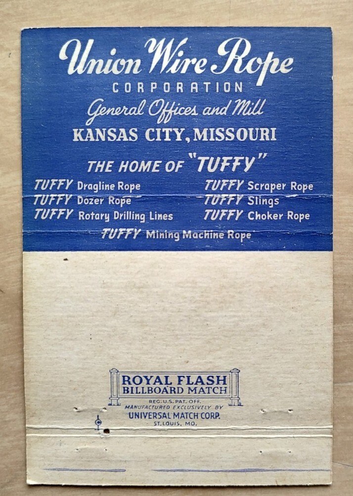 Industrial Tractor & Equipment Nashville Tennessee TN Matchbook Cover Union Wire