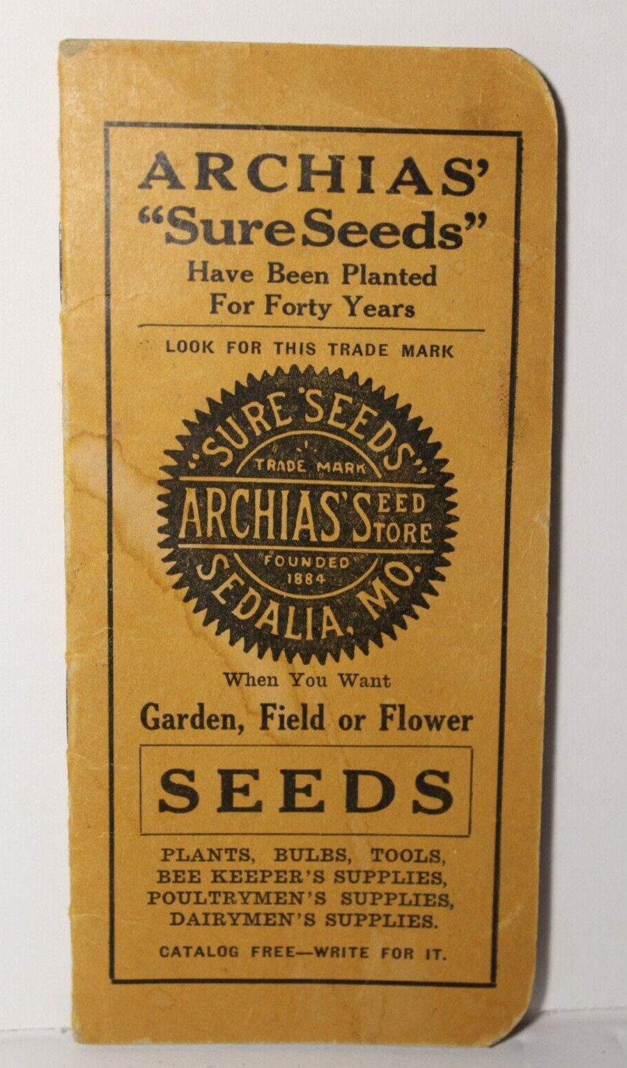 1926 Vintage Antique Archias Farm Seeds Ledger Book Sedalia Missouri Feed Store