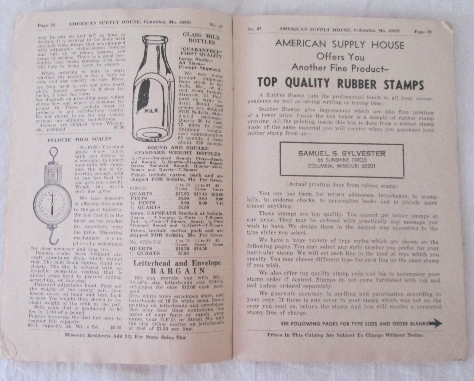 Vintage 1967 American Supply House No 67 Supplies for the Goat Owner & Dairyman