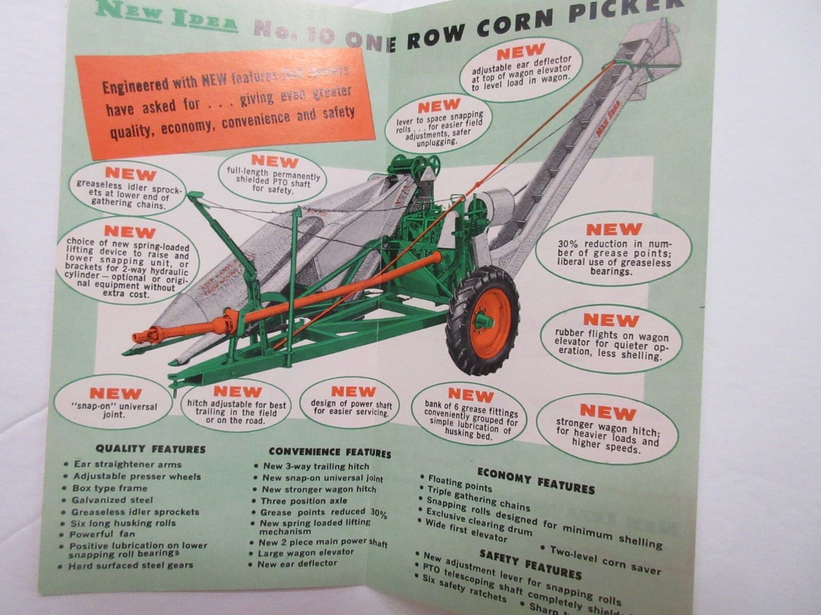 Very Nice New Idea No.10 Cornpicker Pocket Brochure Sales Brochure 1956 4 Page