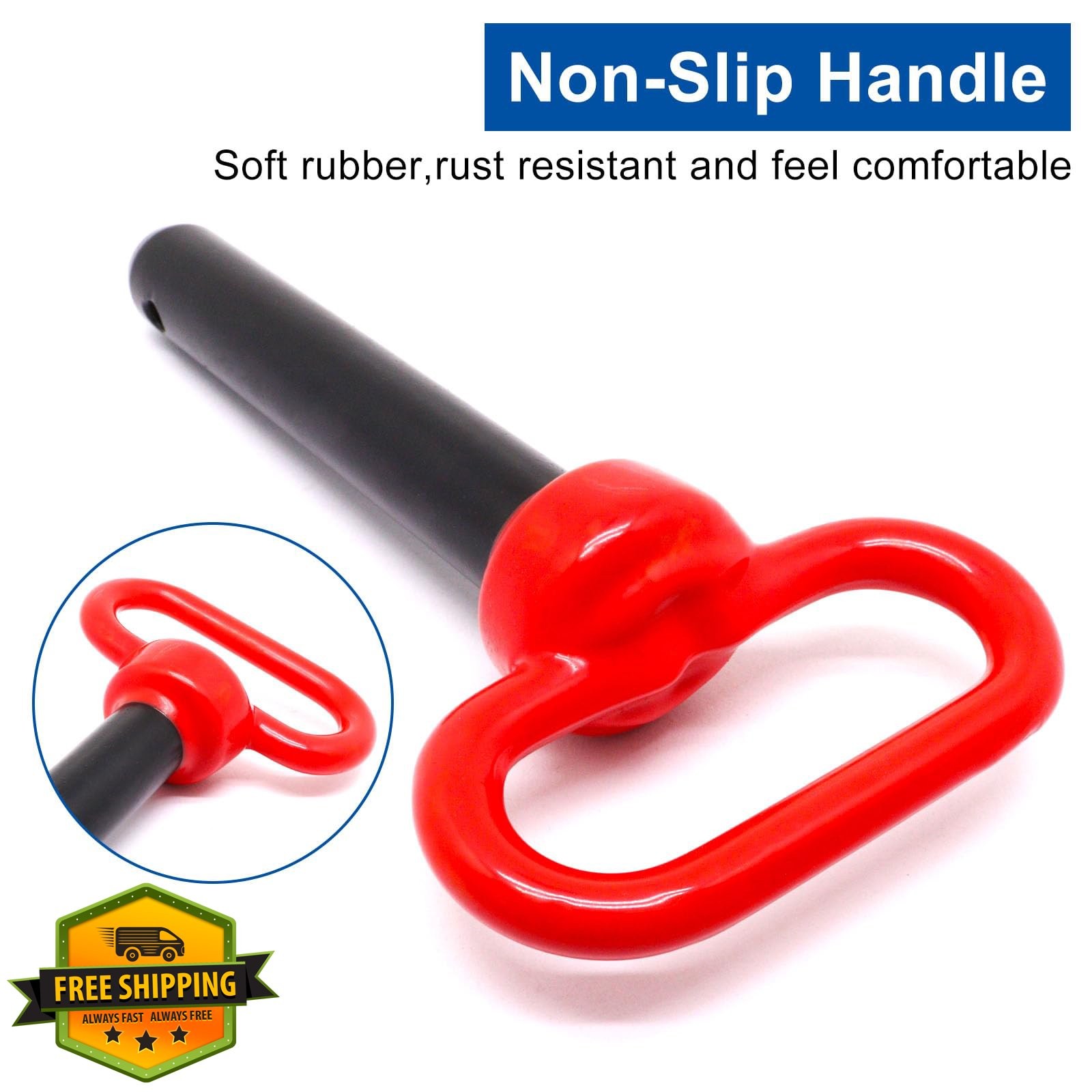YuGtcen 7/8 x 4-1/2 Inch Hitch Pin with Clip, Red Handle Trailer Tow