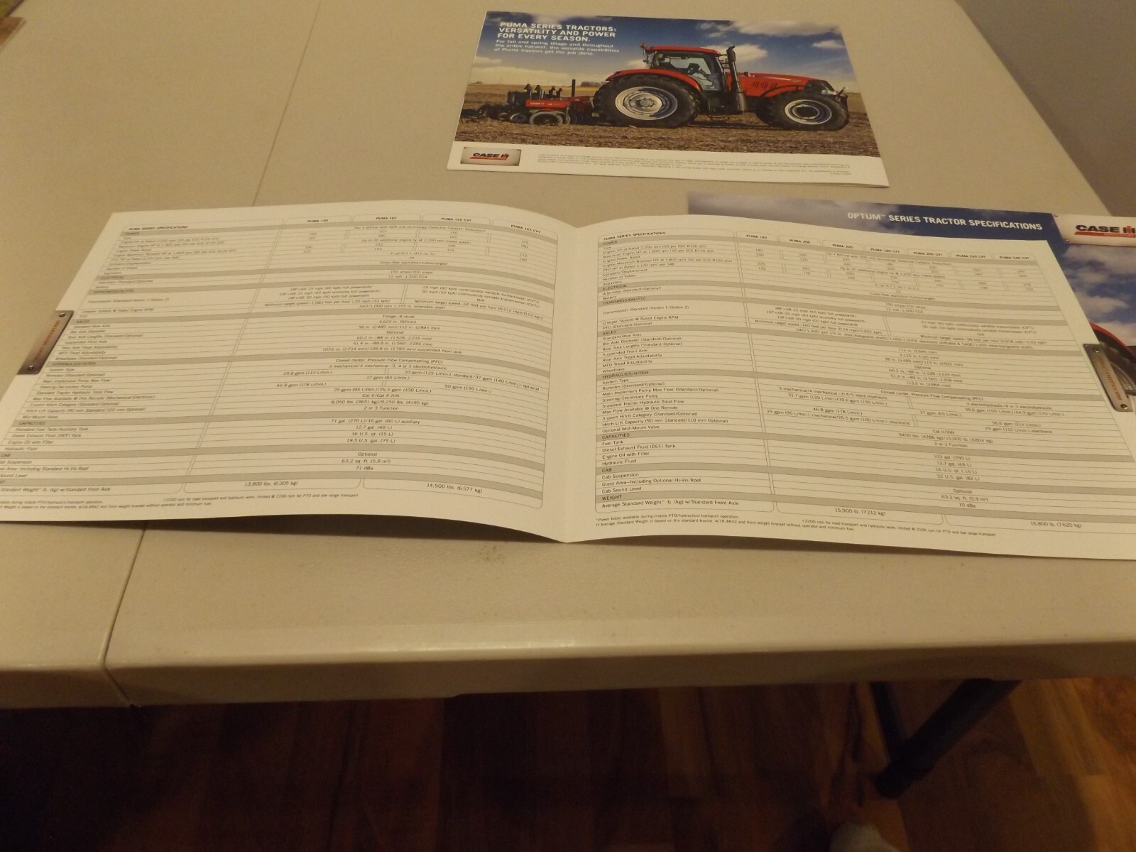 3-CASE-IH PUMA & OPTUM TRACTORS SPEC., # CIH03131401, CIH01161501, CIH07151501