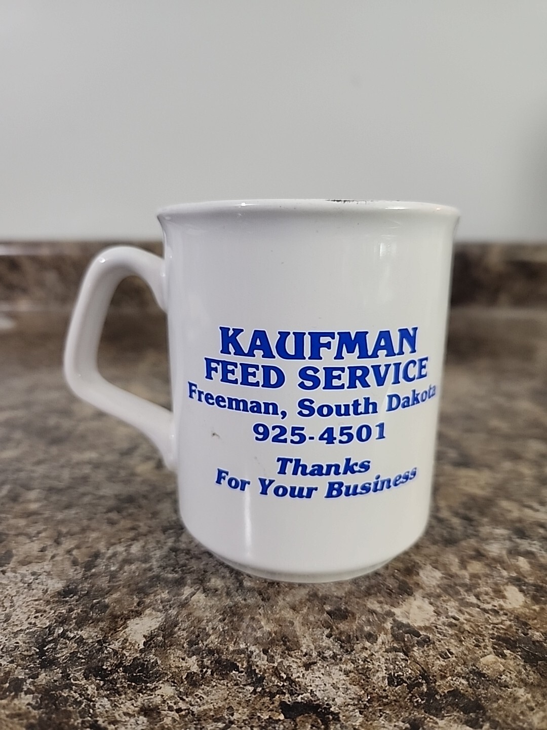 Vtg Kaufman Feed Service Coffee Cup Mug Freeman South Dakota