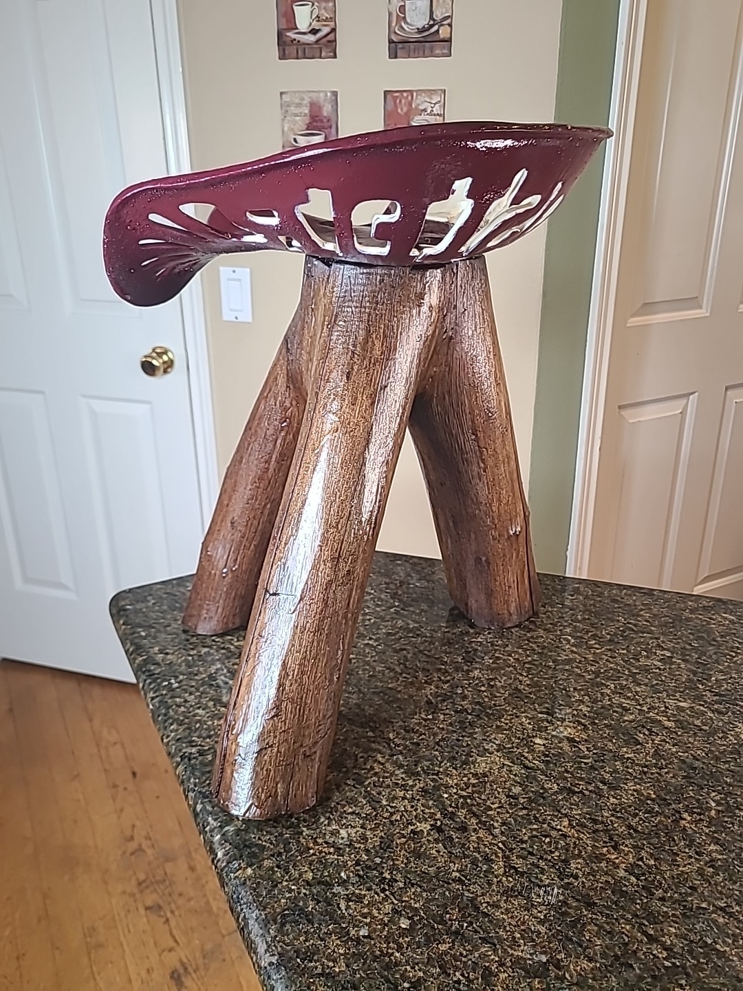 HOOSIER Cast Iron Tractor Seat Custom Made STOOL One Of A Kind IU Colors