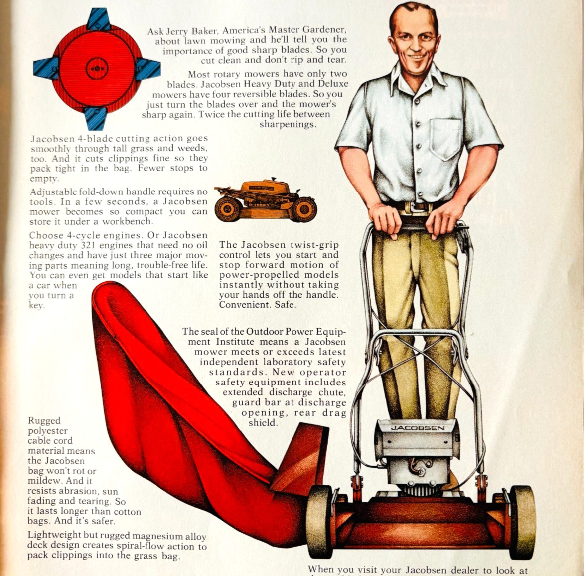 1972 Jacobsen Lawn Mower Advertisement Vintage Jerry Baker Agriculture DWW10G