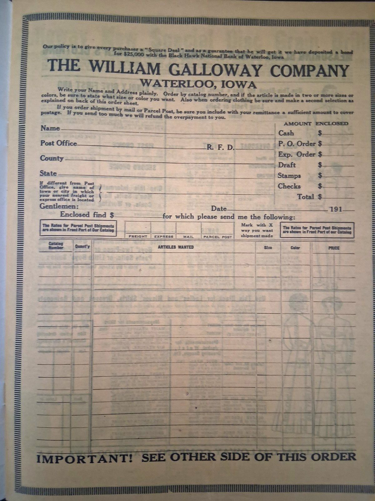 1915 Galloway Bros Iowa Catalog Farm Engines Cast Iron Stoves Clothes Color