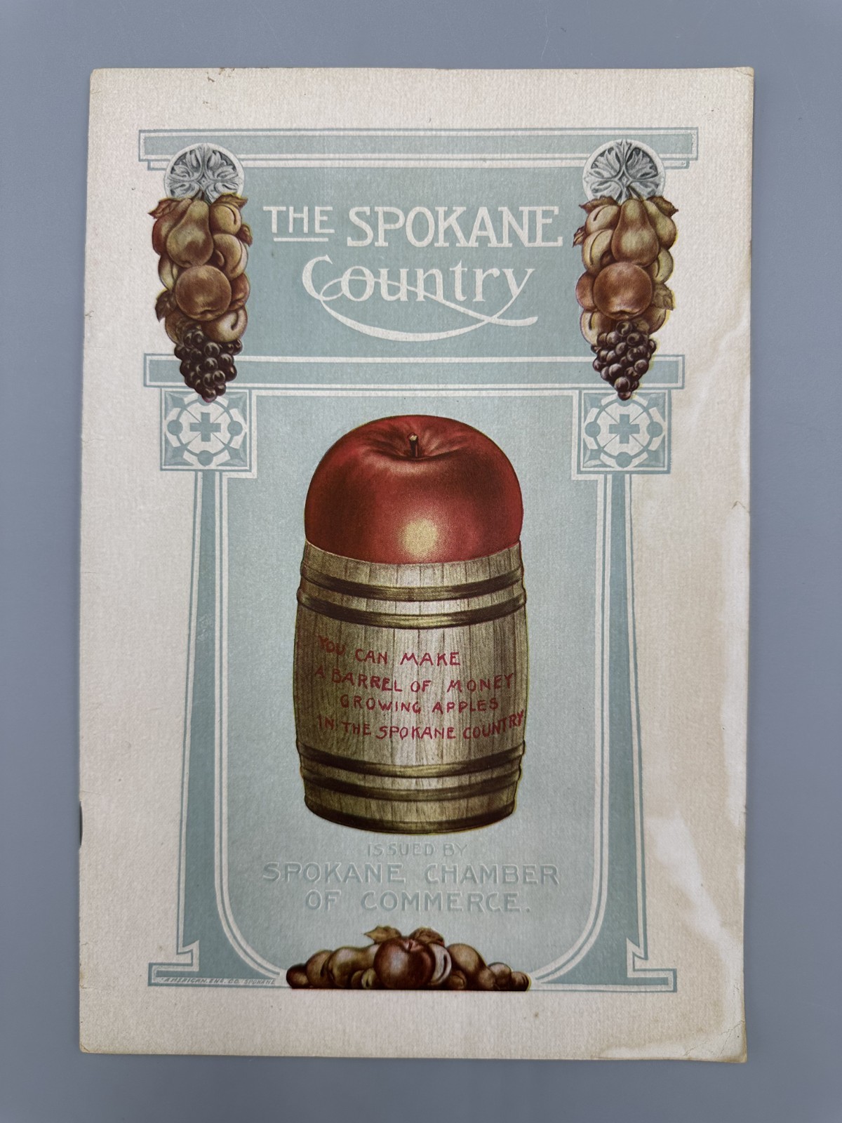 1908 SPOKANE COUNTRY Farming APPLE ORCHARD Fruit HOLT STEAM ENGINE Chamber MAP