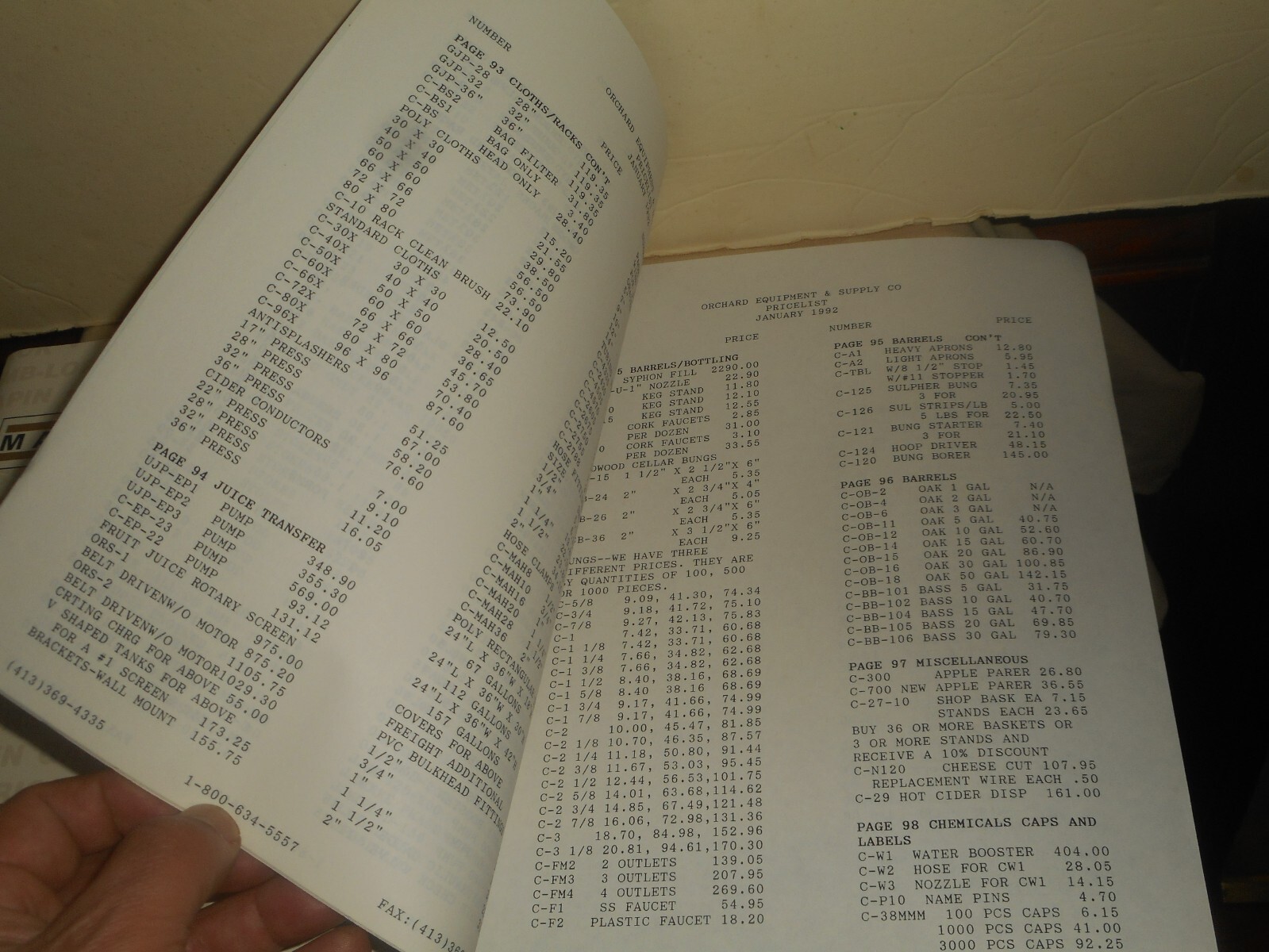 ORCHARD Equipment & Supply Co. 1992 MASTER CATALOG #4 & Rate Sheet APPLE FARMING