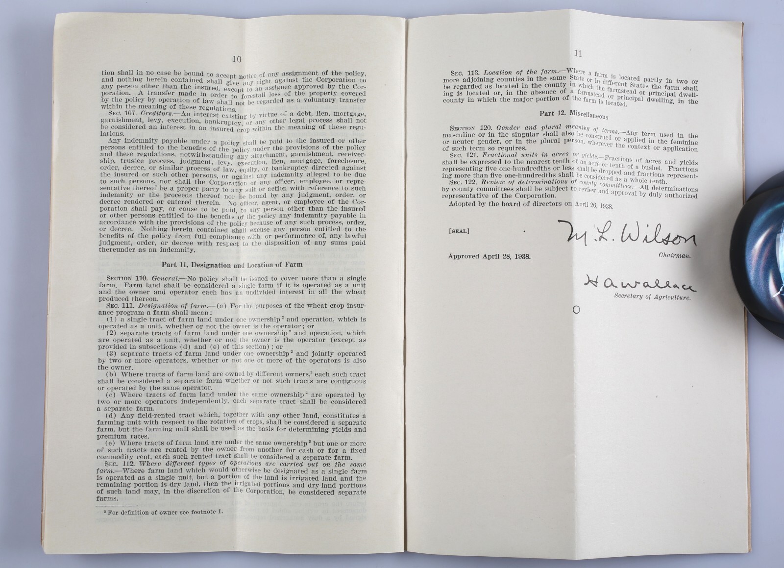 Vintage 1938 USDA Wheat Crop Farming Insurance Regulations Booklet