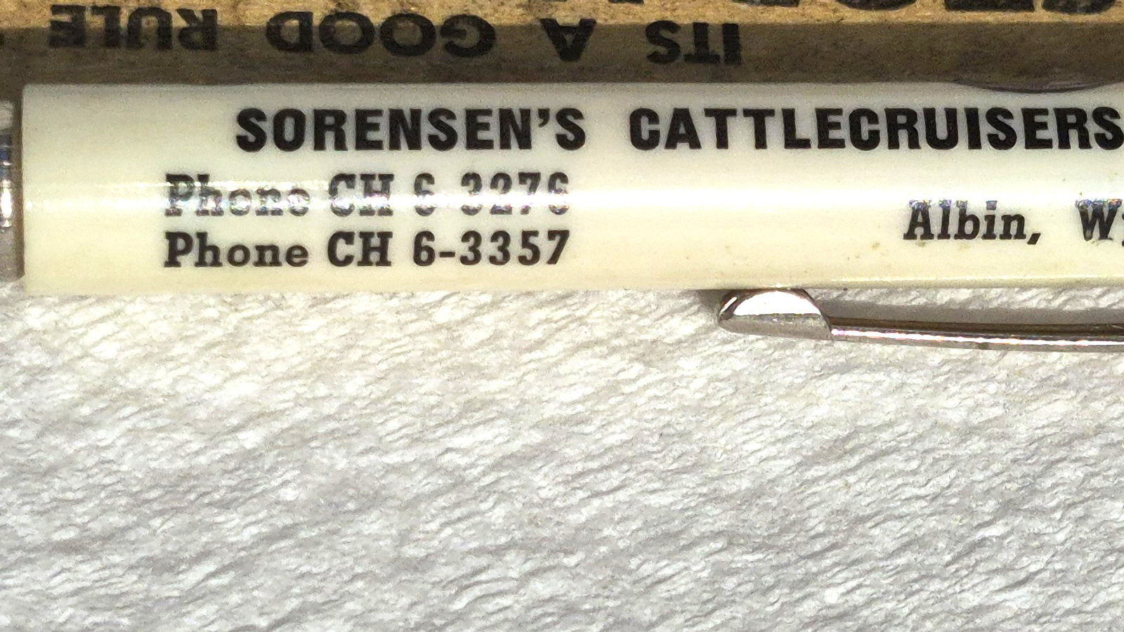« Sorensen&rsquo;s CATTLECRUISERS * Phone CH 6-2276/3357 * Albin, Wyo. » Bullet Pen