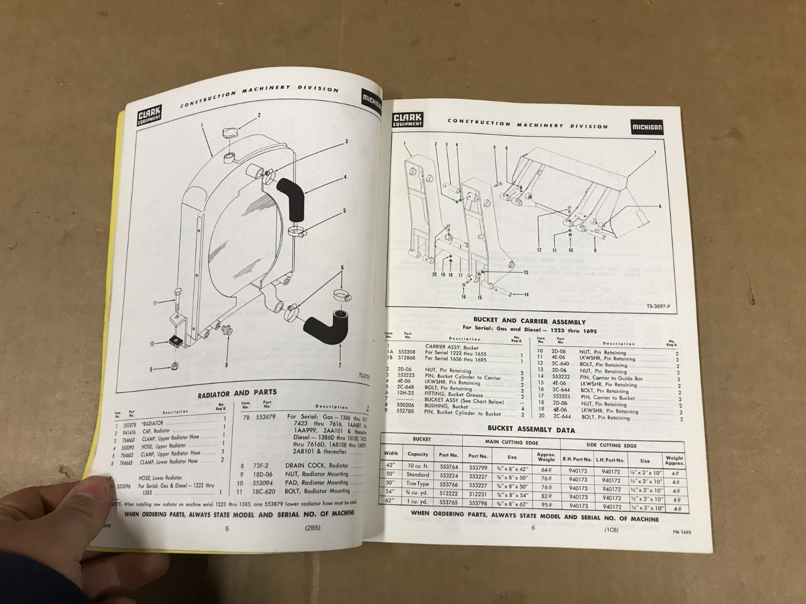 Vintage Clark Equipment – Michigan Parts Manual – No.1695-R1 Tractor Shovel