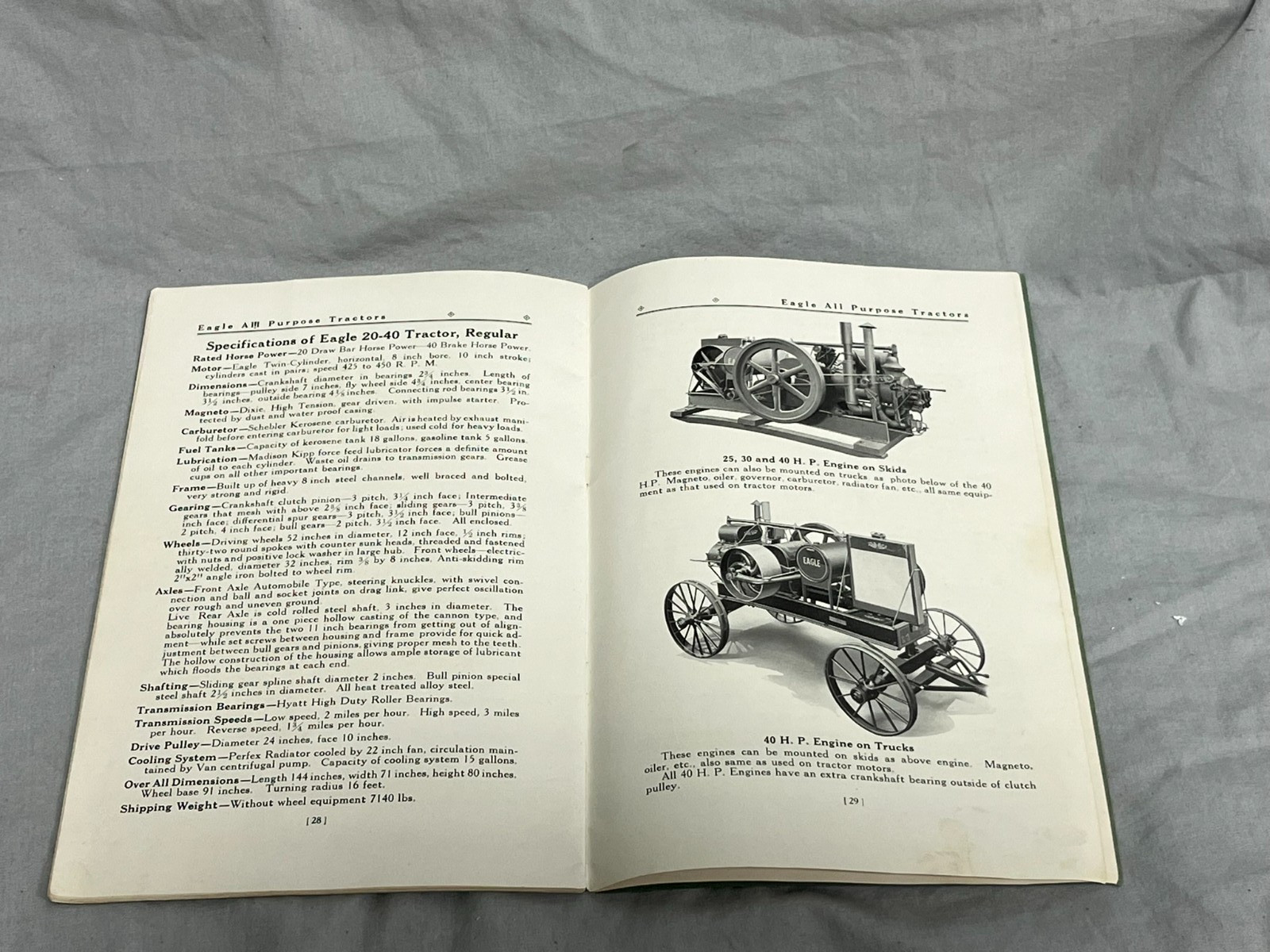 vintage 1920s EAGLE 13-25 16-30 Tractor Appleton, Wisconsin Catalog Brochure