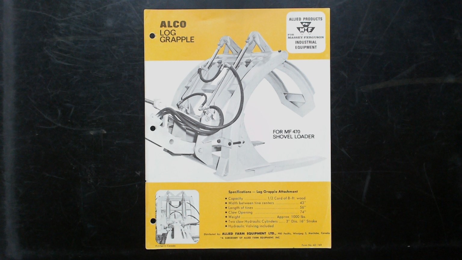 Alco Log Grapple Brochure Massey Ferguson Industrial Equipment