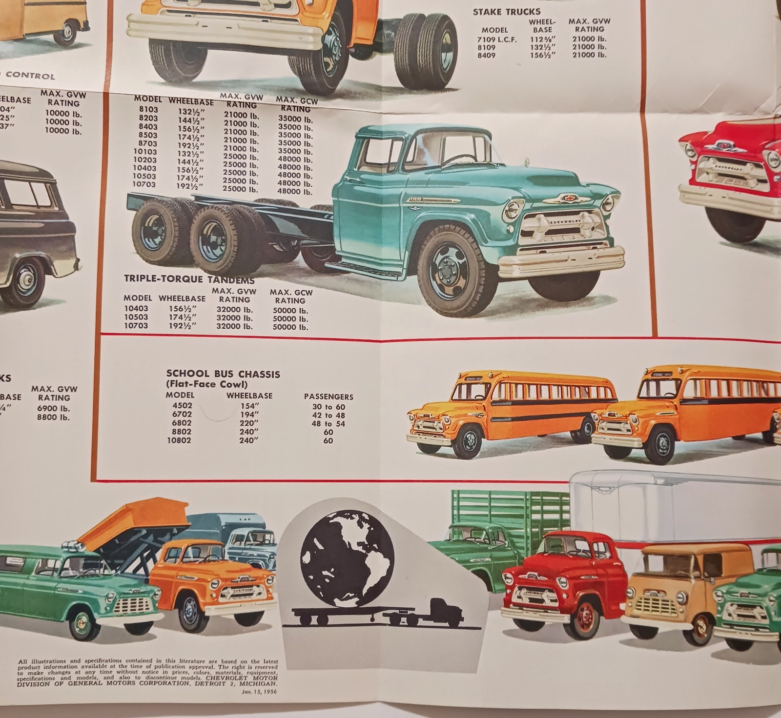Vintage 1956 Chevrolet Task Force Truck Line Brochure Fold Out Work Farm