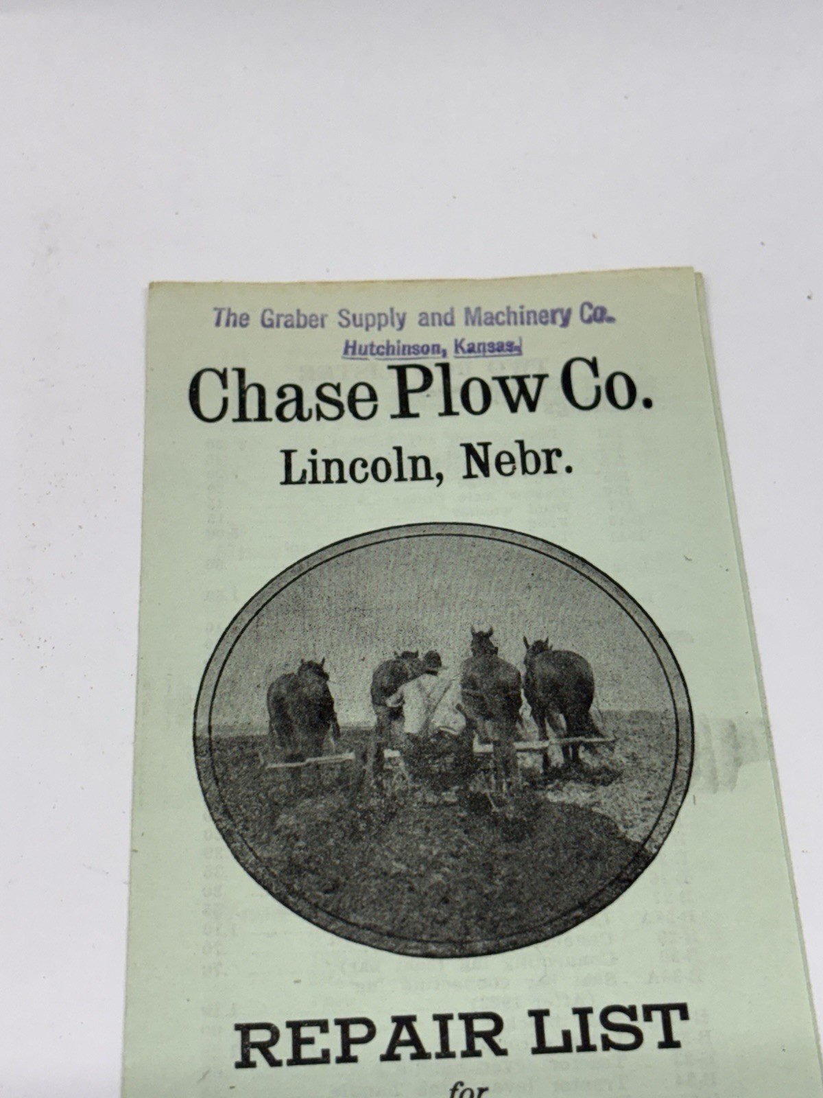 RARE 1920&rsquo;s Chase Plow Co. Lincoln Nebraska NE Repair Brochures