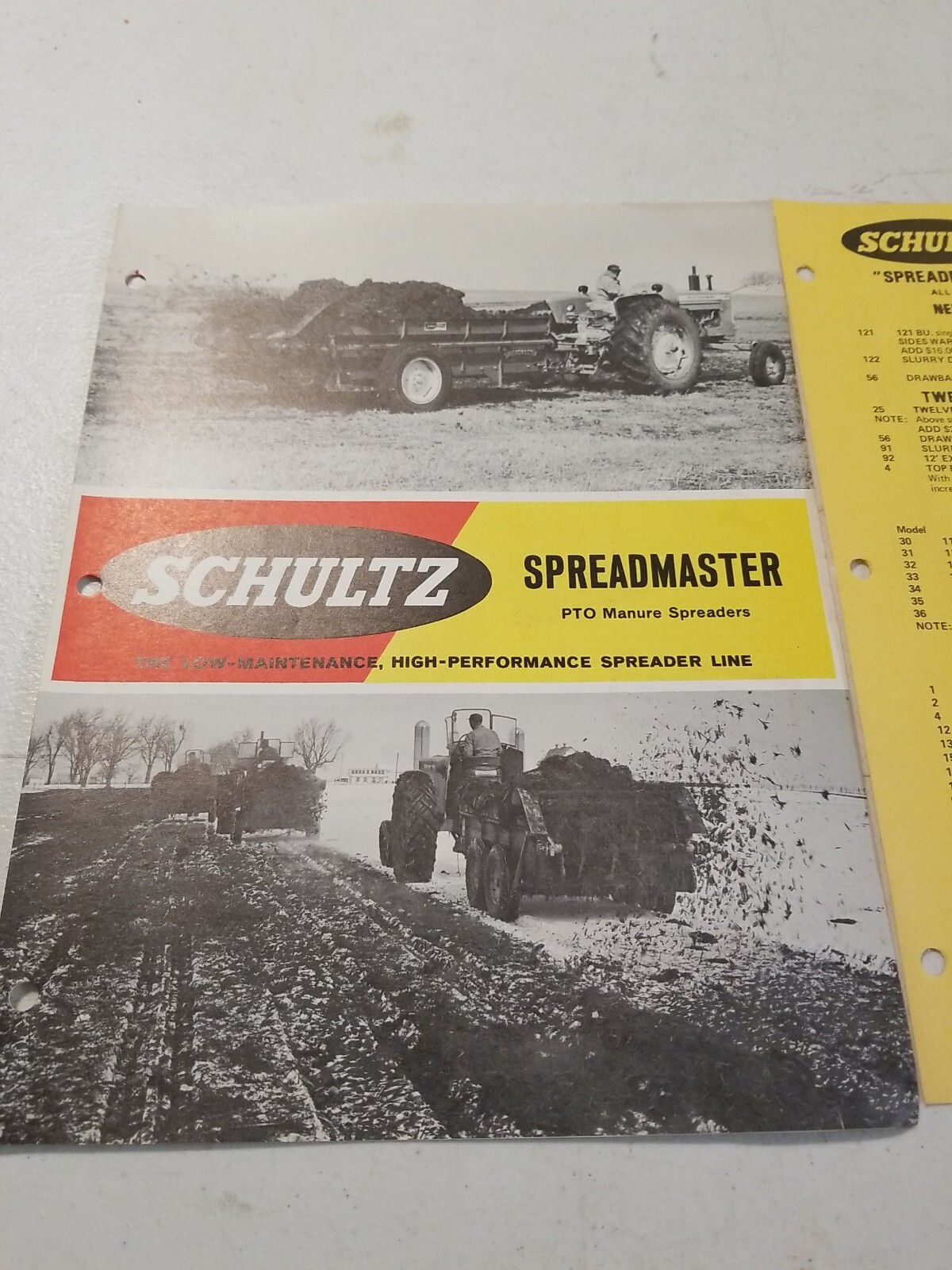 Vintage 1970 L.H. SCHULTZ Mfg Co GENERAL MANURE SPREADER Brochure & Price List