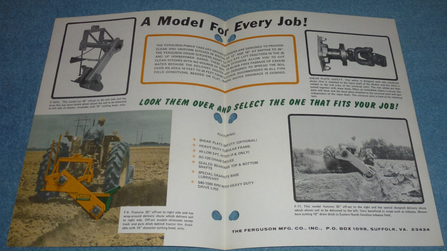 Vtg Ferguson Mfg Co Ditcher Drain Cleaner Farm Equipment Brochure 5 Models Specs
