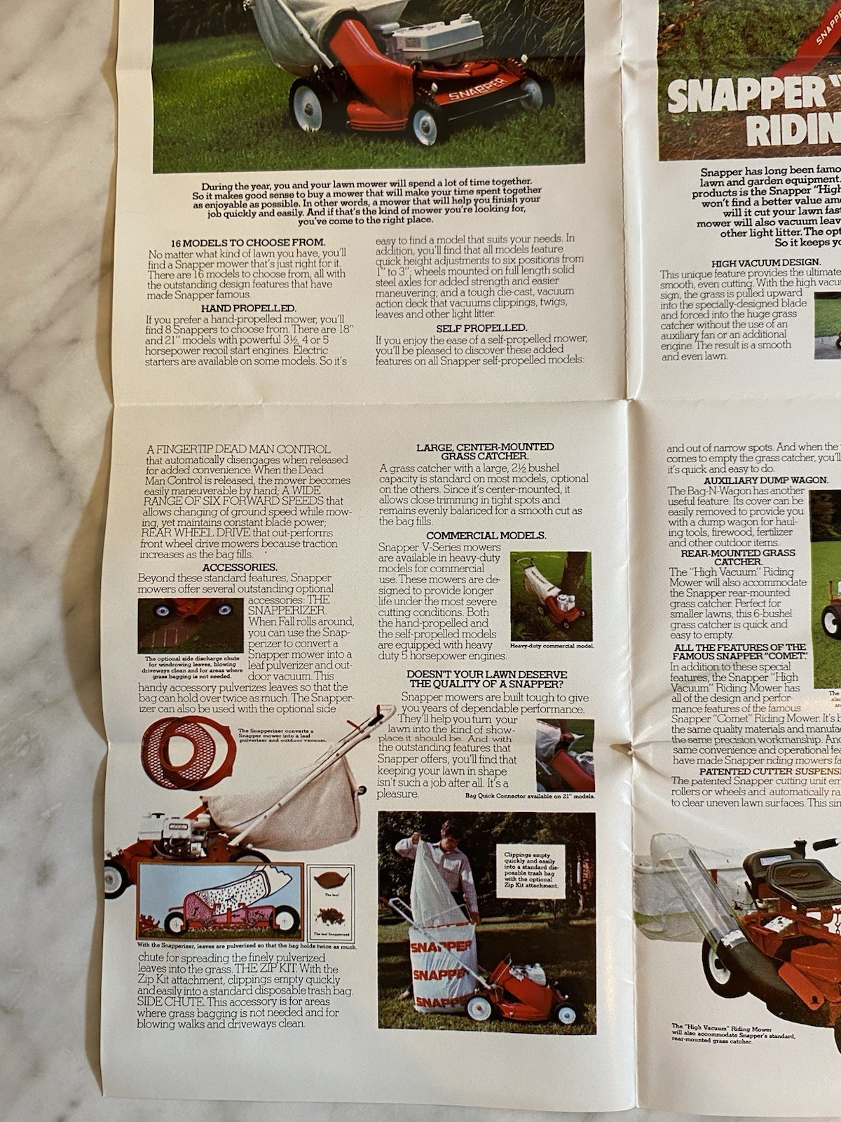 1970s-80s Snapper Lawn Mower & Tiller Original Advertising Foldout Brochure