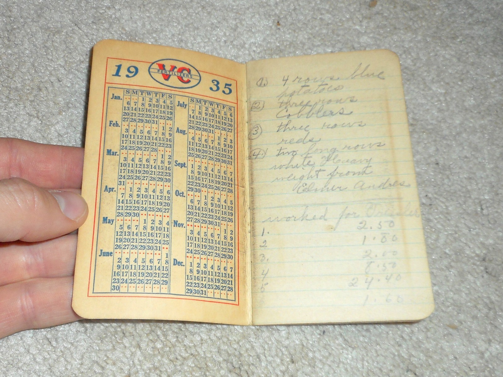 1935 Vc Fertilizers Virginia Carolina Chemical Corp Notepad Advertising Brochure