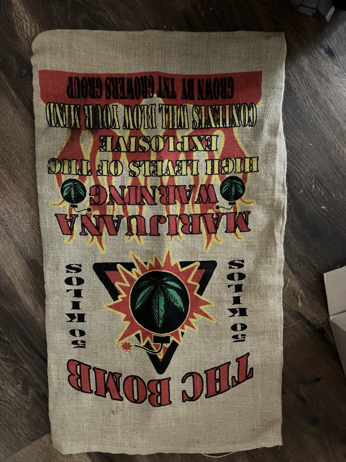 THC Bomb Marijuana 50 Kilos Burlap Sack Novelty Wall Decor Pot Leaf 20×33