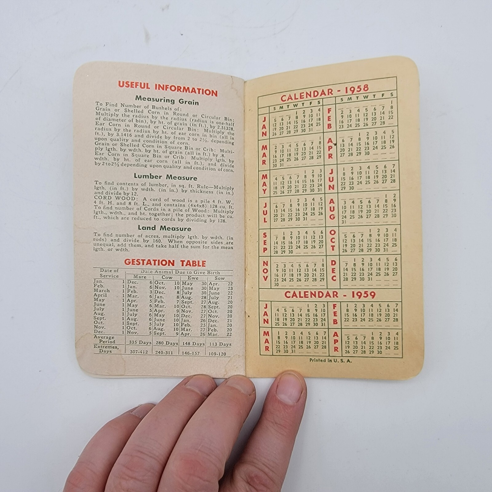 Armour Fertilizers Pocket Memo Book Nice Cover 1958/59 Calendar Unused