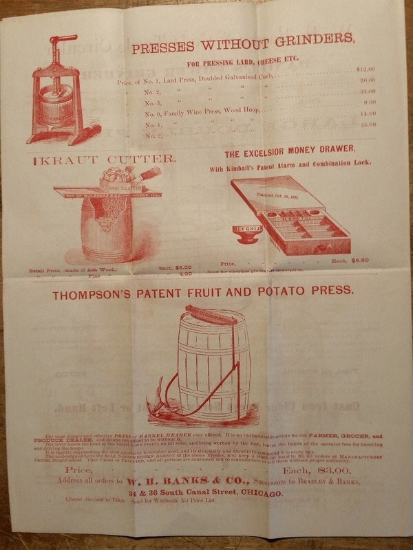 c1870 W.H. Banks Trade Circular Wine & Cider Mills Advertising Pamphlet Chicago