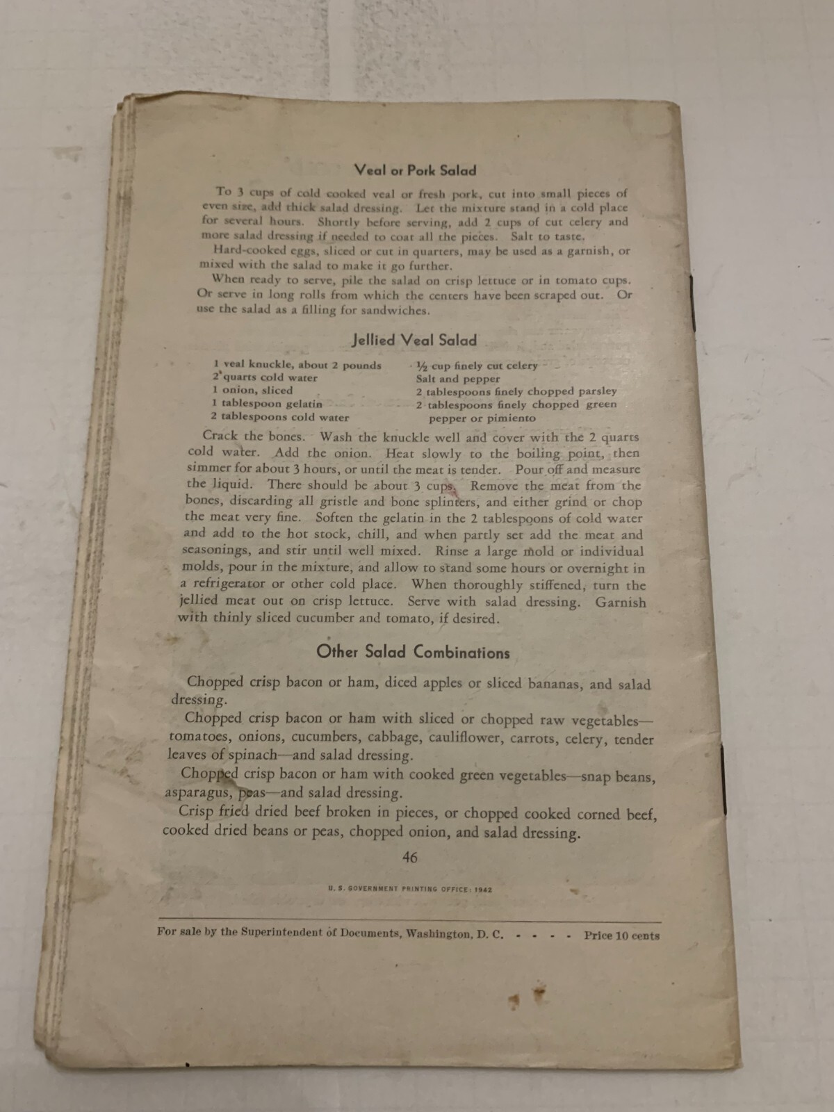 1942 Meat For Thrifty Meals Farmers Bulletin US Department Of Agriculture