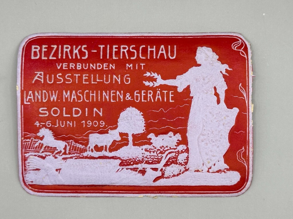 1909 SOLDIN Germany FARM EXPO Agricultural ANIMAL Advertising POSTER STAMP