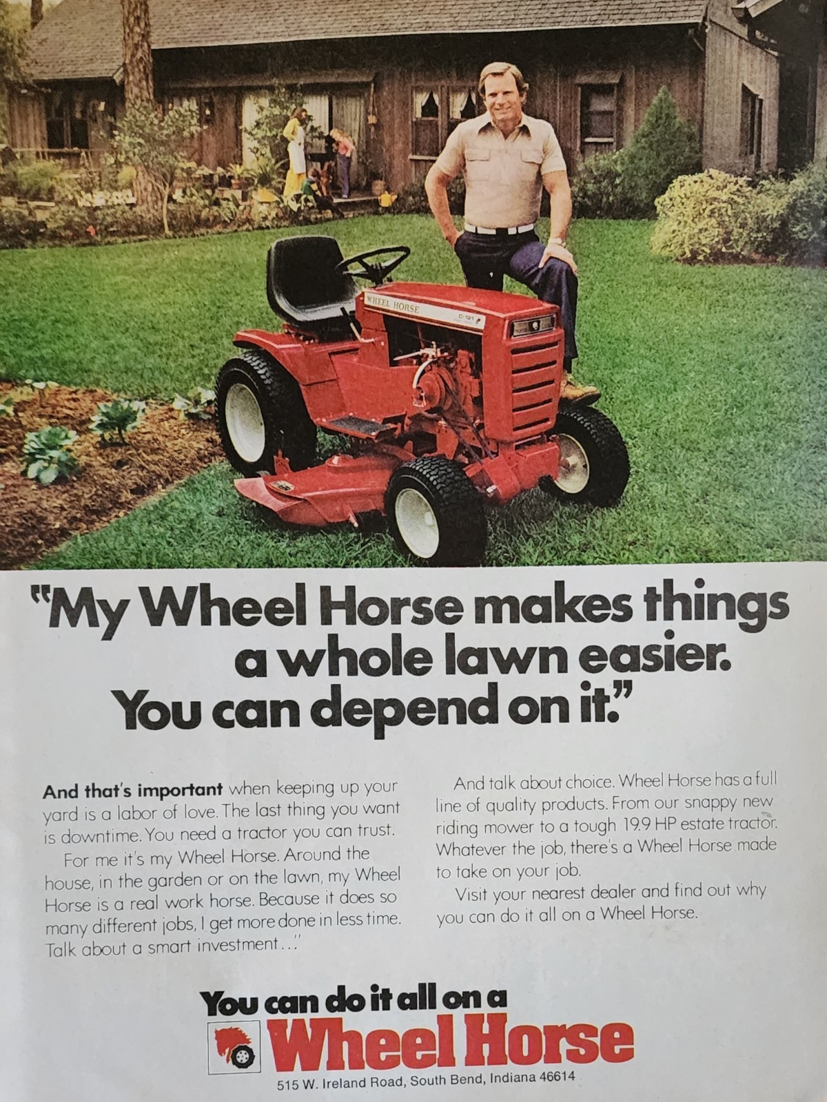 Wheel Horse Tractor Mower Lawn Picture Vtg Magazine Ad Wall Art Decor Retro