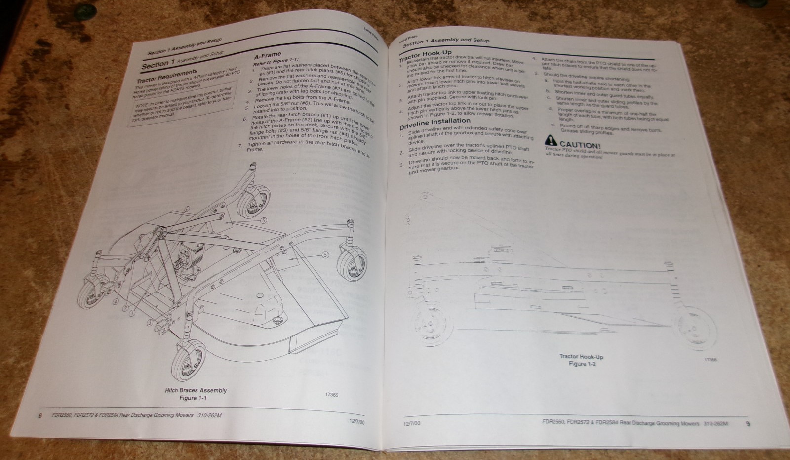 2000 land pride FDR2560/FDR2572/FDR2584 grooming mowers operators manual used