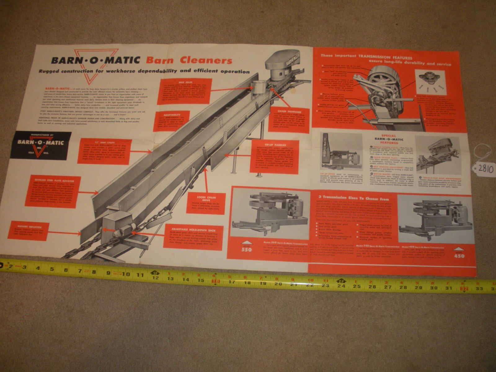 VINTAGE Farm Equipment Brochure – Barn-O-Matic – 300 400 500 – Silo Unloaders