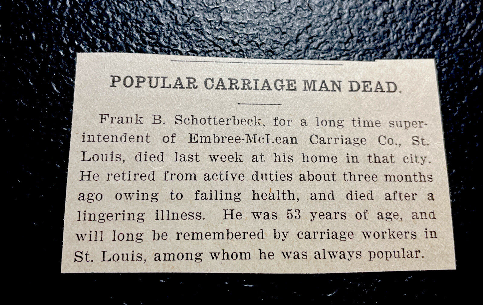 ORIGINAL 1907 Embree – McLean Carriage Co. Farm Advertising Article – St. Louis