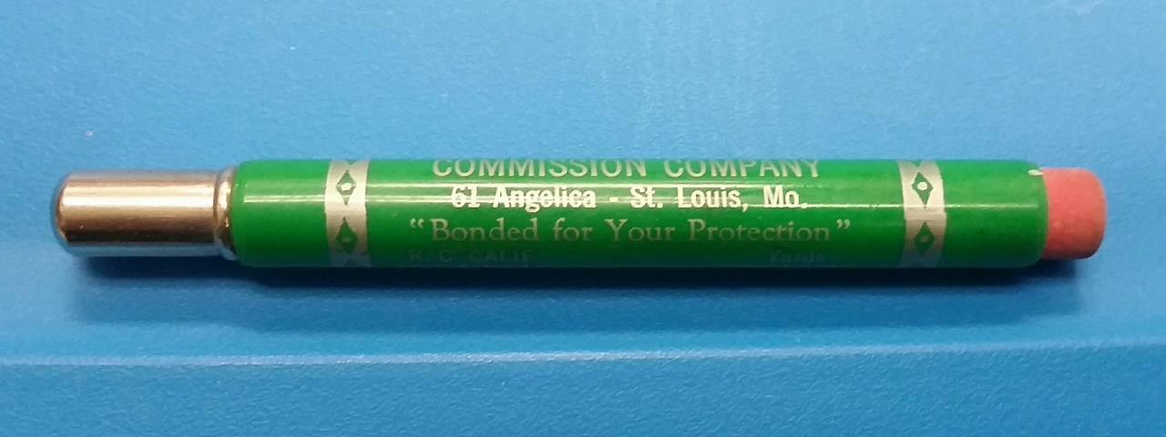 RARE VINTAGE 40-50s BULLET PENCIL MISSOURI VALLEY LIVE STOCK COMMISSION ST LOUIS