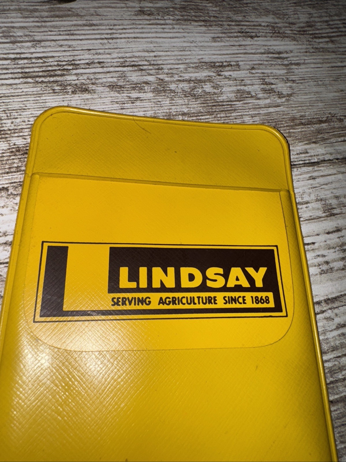 Vintage Lindsay Serving Agricultural Since 1868 Pocket Protector Yellow