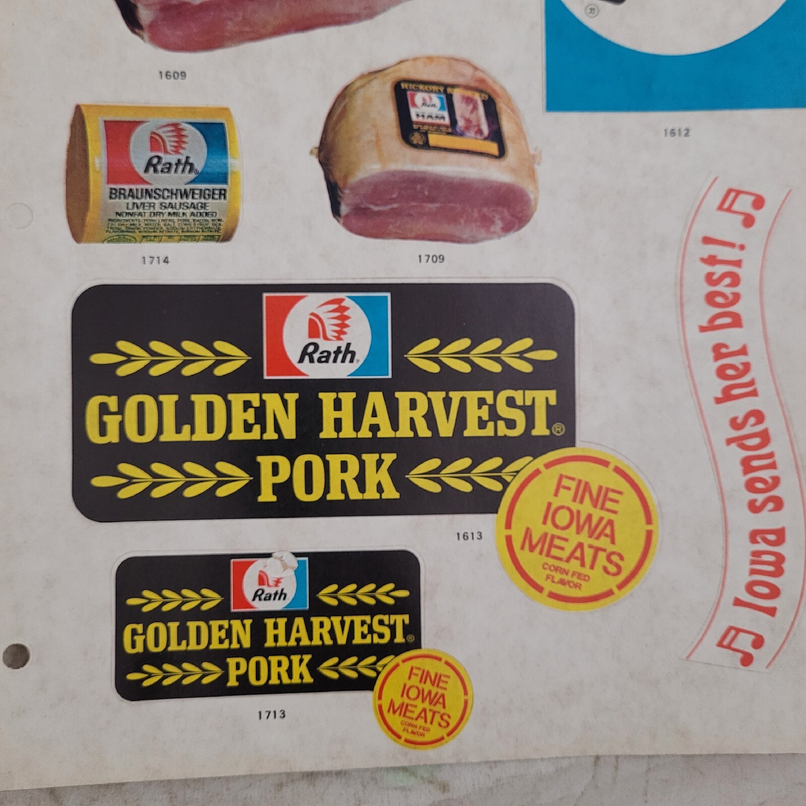 Rath Packing Stickers Iowa Ham Golden Harvest Lot Waterloo Iowa Vintage Pork Ad