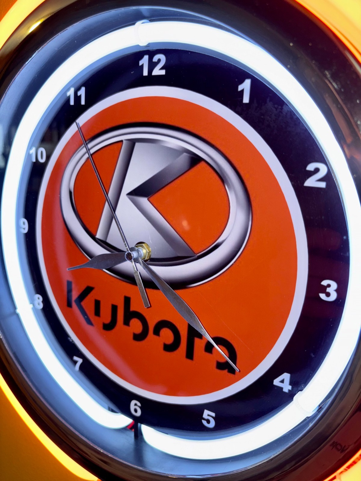 Kubota Farm Tractors Barn ManCave Store Orange Neon Style LED Clock Sign