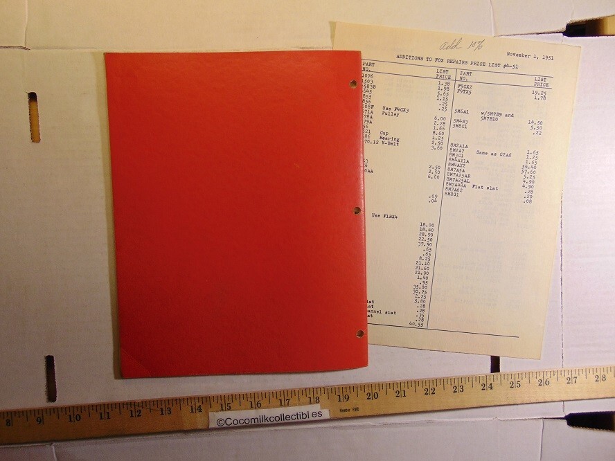 Vintage Fox Extras & Repairs Price List No.4-51 Fox River Tractor Co