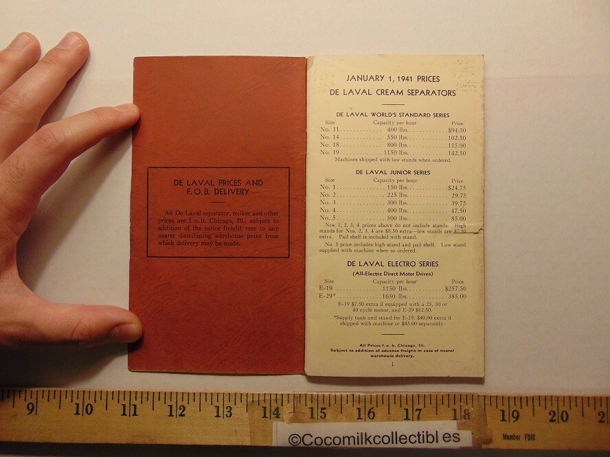 Vintage 1941 DE LAVAL Price Book Special Edition For Authorized Laval Dealers 