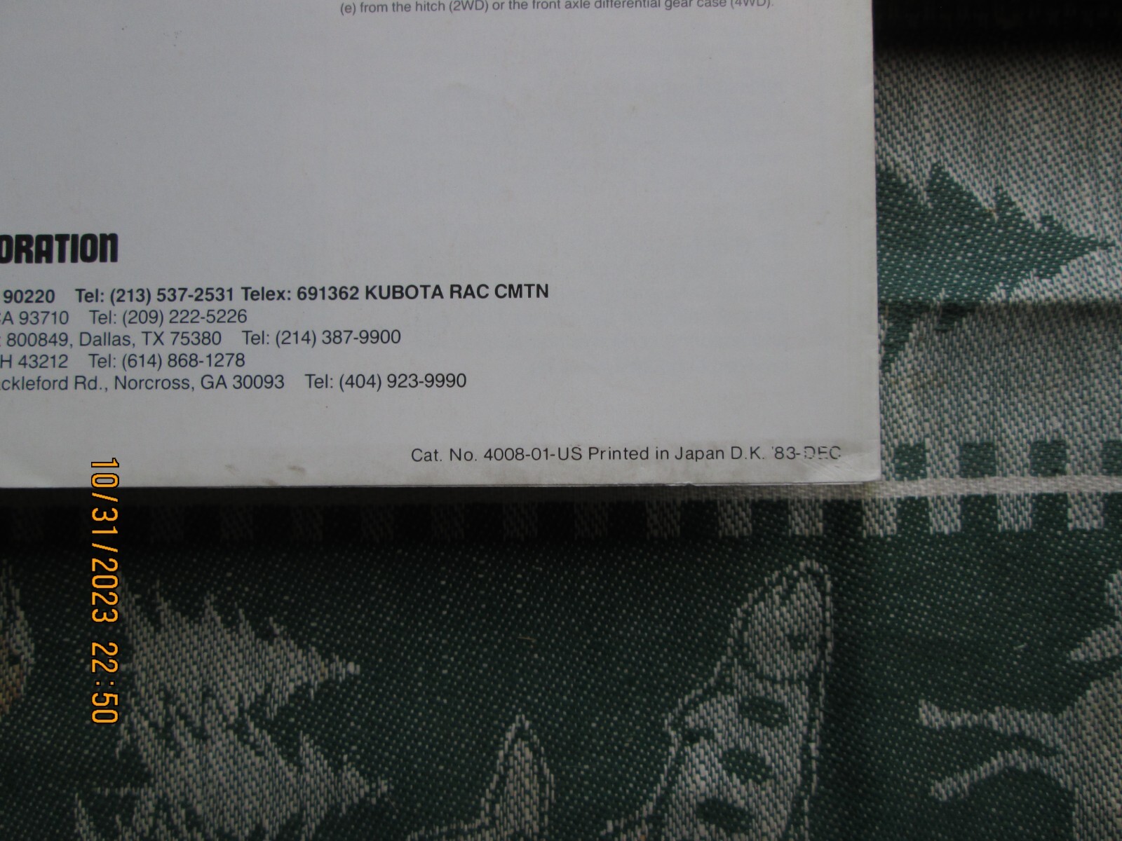 kubota diesel tractor 2WD 4WD b6200 brochure 1983
