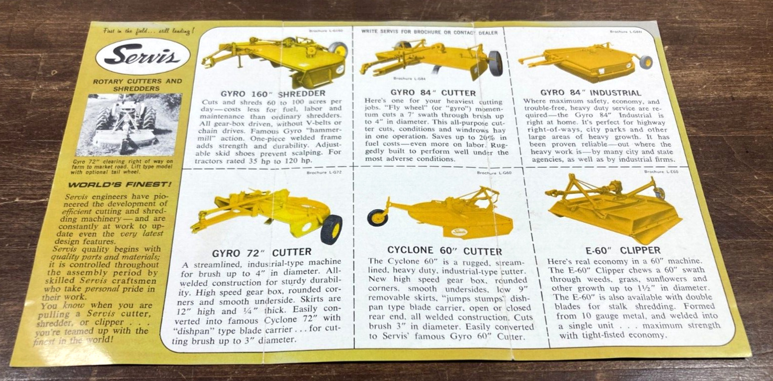 Servis Rotary Cutter Shredder Clipper 1966 Mini Sales Brochure Tractor Implement