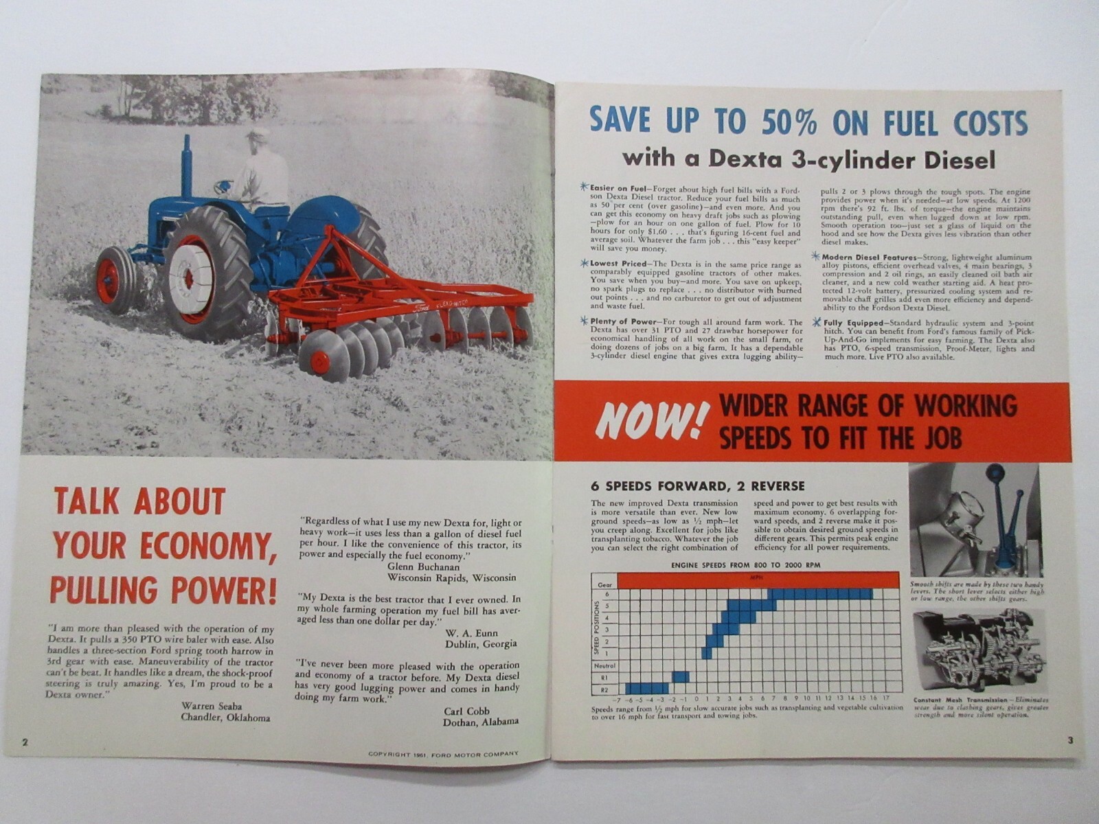 Fordson Dexta Diesel Tractor Sales Brochure 1961 8 Page