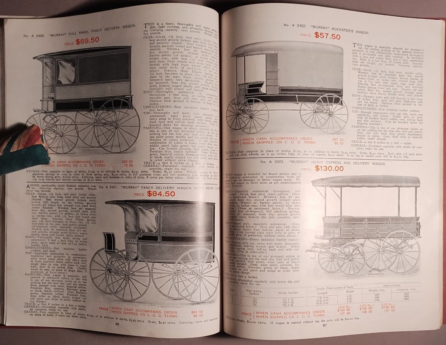 1906 Murray Carriage Buggy Delivery Wagon Cincinnati OH Catalog Original B1-17