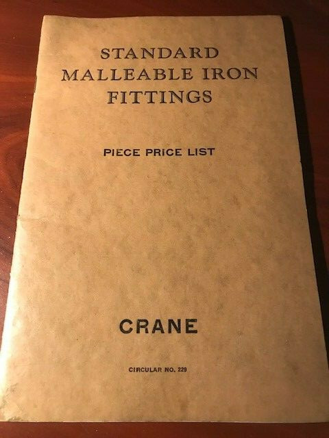Vintage 1930 Crane Pipe Fittings Catalog and Pricing – 20 pages