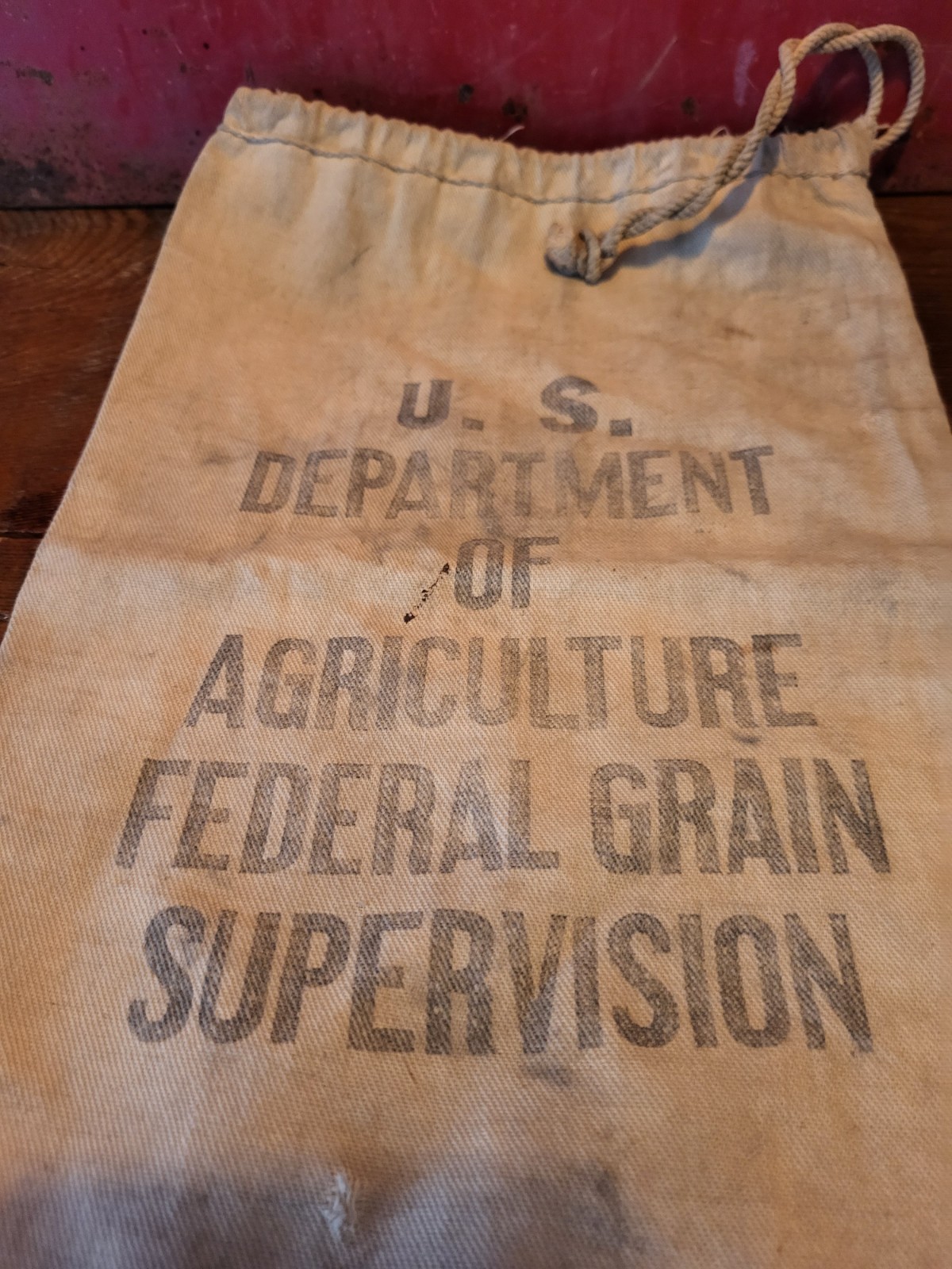 Vintage US Department of Agriculture Federal Grain Supervision Canvas Seed Bag