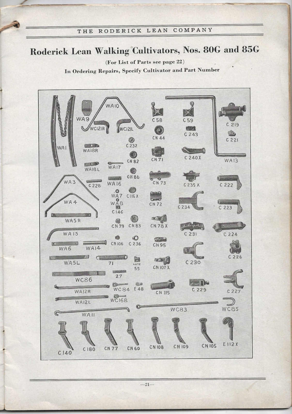 1929 RODERICK LEAN Repair Parts Price List AGRICULTURAL IMPLEMENTS Catalog #33