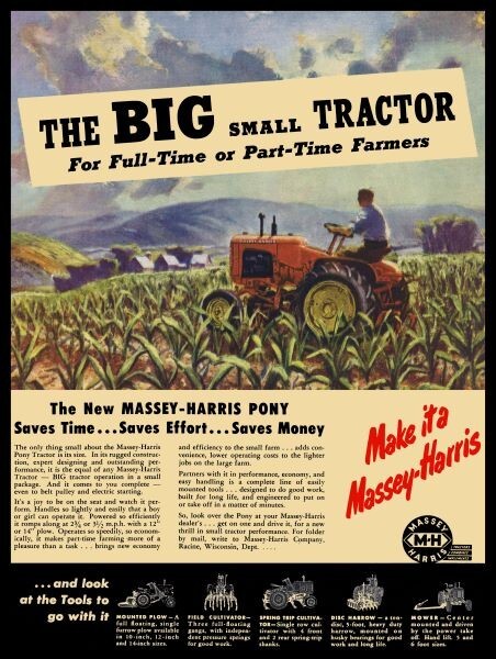 1948 Style Massey Harris Pony Model Tractor New Metal Sign: 12×16&Prime; Ships Free