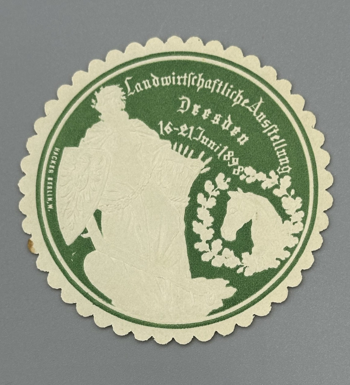1898 DRESDEN Germany FARM EXPO Agricultural Advertising POSTER STAMP Cinderella